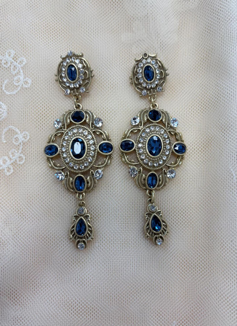 Pendiente dorado/azul  0518