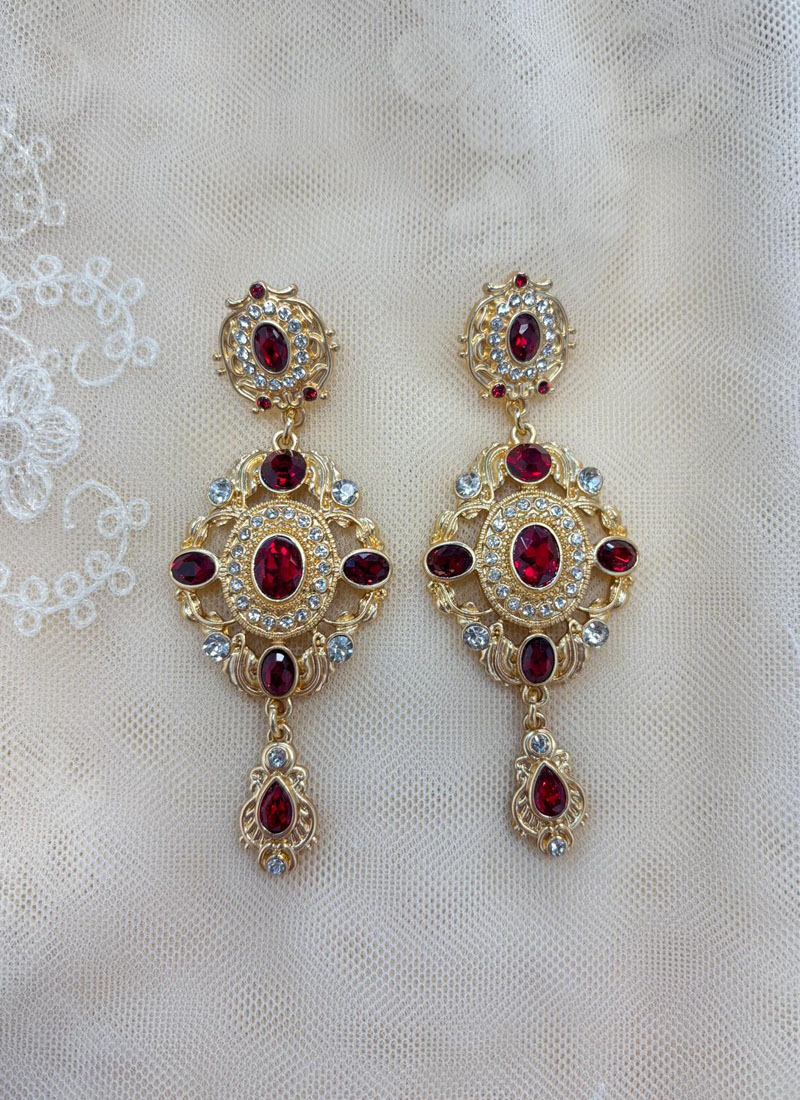 Pendiente dorado/rojo  0518